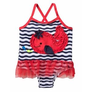 NWT Infants Ballet Tulle Whale Nautical Striped Swimsuit